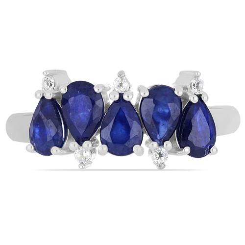 BUY STERLING SILVER NATURAL BLUE SAPPHIRE MULTI GEMSTONE RING